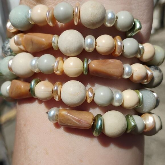 Large Wrap Bracelet Delicate Pearl Natural Stone's Handmade Original - Picture 7 of 10